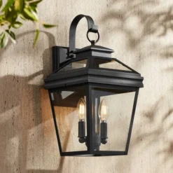 John Timberland Stratton Street Rustic Outdoor Wall Light Fixture Texturized Black 16 1/2" Clear Glass For Post Exterior Barn Deck House Porch Yard -John Timberland Shop GUEST a12992d6 0073 4555 8598 cfc5d46305a6