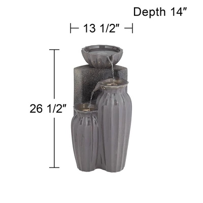 Three Bowls 26 1/2" High Large Modern Outdoor Decor Dark Gray Ceramic Floor Fountain With Light LED 3-Tier Outside Garden Patio Yard 3 Three Bowls 26 1/2" High Large Modern Outdoor Decor Dark Gray Ceramic Floor Fountain With Light LED 3-Tier Outside Garden Patio Yard - Image 3