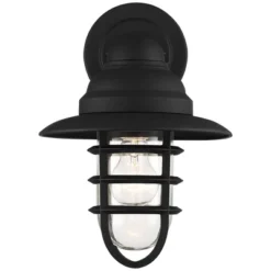 John Timberland Marlowe Rustic Industrial Outdoor Wall Light Fixtures Set Of 2 Black Hooded Cage 13" Clear Glass For Post Exterior Barn -John Timberland Shop GUEST a30dd68a be64 4cf5 8343 61cebf4f606e