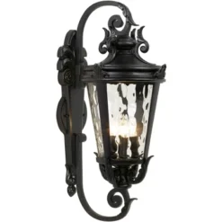 John Timberland Casa Marseille Vintage Rustic Outdoor Wall Light Fixture Black Scroll Arm 27 1/2" Clear Hammered Glass For Post Exterior Barn Deck -John Timberland Shop GUEST a39a2690 d123 4b98 9169 a903b39eb5e9