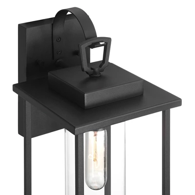 John Timberland Frederick 15 1/2" High Industrial Outdoor Wall Light Fixture Mount Porch House Weatherproof Sand Black Finish Metal Clear Glass Shade 2 John Timberland Frederick 15 1/2" High Industrial Outdoor Wall Light Fixture Mount Porch House Weatherproof Sand Black Finish Metal Clear Glass Shade - Image 2
