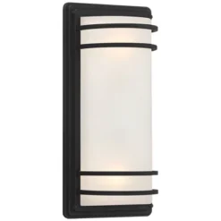 John Timberland Habitat Modern Industrial Outdoor Wall Light Fixtures Set Of 2 Black Metal 16" Frosted Glass For Post Exterior Barn Deck -John Timberland Shop GUEST a40832a4 a90e 4025 8b45 b4744e716907