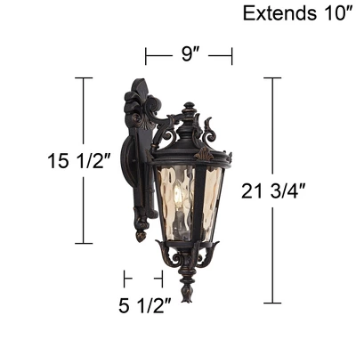 John Timberland Casa Marseille Rustic Outdoor Wall Light Fixture Valencia Bronze Scroll 21 3/4" Champagne Hammered Glass For Post Exterior Barn Deck 6 John Timberland Casa Marseille Rustic Outdoor Wall Light Fixture Valencia Bronze Scroll 21 3/4" Champagne Hammered Glass For Post Exterior Barn Deck - Image 6