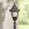 John Timberland Bellagio Rustic Farmhouse Outdoor Post Light Fixture Veranda Bronze 24 1/2" Champagne Hammered Glass For Exterior Barn Deck House Home
