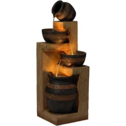John Timberland Stoneware Bowl And Jar Rustic Cascading Outdoor Floor Water Fountain With LED Light 46" For Yard Garden Patio Home Deck Porch Exterior -John Timberland Shop GUEST a5e816fb 55d4 4f5b 9178 966c5da04ee6