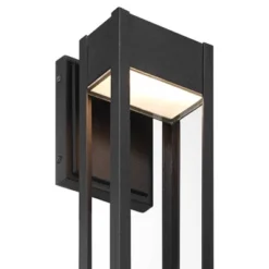 John Timberland Austin 16" High Modern Outdoor Wall Light Fixture Mount Porch House LED Bulb Weatherproof Sand Black Finish Aluminum Glass Shade -John Timberland Shop GUEST a5eb1fcd 76bb 4023 b5e2 c3be74f45c6e