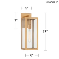 John Timberland Titan Modern Outdoor Wall Light Fixtures Set Of 2 Soft Gold Rectangular Frame 17" Clear Glass For Post Exterior Barn -John Timberland Shop GUEST a6d01145 1d13 49b9 9e11 84d727201292