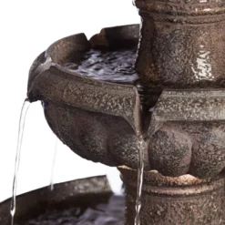 John Timberland Italian Style 3 Tier Outdoor Floor Water Fountain With Light LED 43" High Gray Faux Stone Garden Patio Backyard -John Timberland Shop GUEST a870aa22 4c0e 4f02 9c5e 2d5a8fcaef67