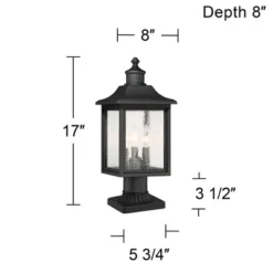 John Timberland Moray Bay 17" High Mission Outdoor Post Light Fixture Pole Porch House With Pier Mount Adapter 3-Light Black Metal Seeded Glass Shade -John Timberland Shop GUEST a97aad5b c4e2 46c8 afba d9a5bfc544e8