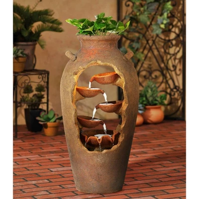 John Timberland Cascade Rustic Asian Planter Urn Outdoor Floor Water Fountain With LED Light 33" For Yard Garden Patio Home Deck Porch Exterior House 7 John Timberland Cascade Rustic Asian Planter Urn Outdoor Floor Water Fountain With LED Light 33" For Yard Garden Patio Home Deck Porch Exterior House - Image 7