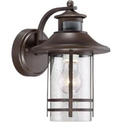 John Timberland Galt Outdoor Mission Wall Light Fixture Oil Rubbed Bronze Motion Sensor Dusk To Dawn 11 1/4" Seedy Glass For Post Exterior Barn Deck -John Timberland Shop GUEST ab6900e3 c526 4bbd afab 85a47ca1d1f8