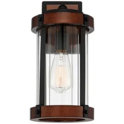 John Timberland Stan Industrial Outdoor Wall Light Fixtures Set Of 2 Dark Wood Black Metal 13 1/2" Clear Glass For Post Exterior Barn -John Timberland Shop GUEST ab72b233 59fb 4897 8afe af9fbeb445f2
