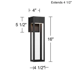 John Timberland Austin 16" High Modern Outdoor Wall Light Fixture Mount Porch House LED Bulb Weatherproof Sand Black Finish Aluminum Glass Shade -John Timberland Shop GUEST abbe1d40 76f1 43a3 8210 f564622c9a11