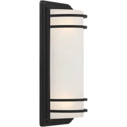 John Timberland Habitat Modern Industrial Outdoor Wall Light Fixtures Set Of 2 Black Metal 16" Frosted Glass For Post Exterior Barn Deck -John Timberland Shop GUEST ac32e9b0 5313 449f 8db0 b6fa8ea1a37a