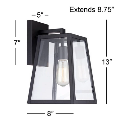 John Timberland Arrington Industrial Outdoor Wall Light Sconces Set Of 2 Mystic Black Hardwire 8" Fixture Clear Glass For Bedroom Bathroom Vanity Home 7 John Timberland Arrington Industrial Outdoor Wall Light Sconces Set Of 2 Mystic Black Hardwire 8" Fixture Clear Glass For Bedroom Bathroom Vanity Home - Image 7