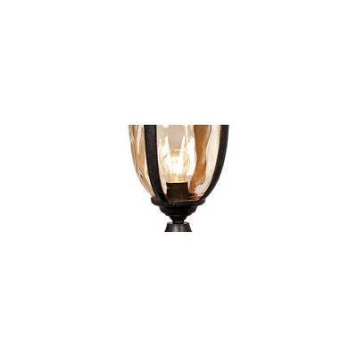 John Timberland Bellagio Vintage Outdoor Post Light Veranda Bronze With Pier Mount 25'' Champagne Hammered Glass For Exterior Barn Deck House Porch 5 John Timberland Bellagio Vintage Outdoor Post Light Veranda Bronze With Pier Mount 25'' Champagne Hammered Glass For Exterior Barn Deck House Porch - Image 5