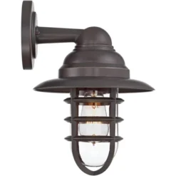 John Timberland Marlowe Industrial Outdoor Wall Light Fixture Galvanized Hooded Cage 13 1/4" Clear Glass For Post Exterior Barn Deck House Porch Yard -John Timberland Shop GUEST acf00e54 2477 4019 958b ab5c20fe7f03