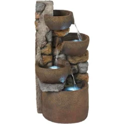 John Timberland Ashmill Urn Rustic Cascading Outdoor Floor Water Fountain With LED Light 29" For Yard Garden Patio Deck Porch Exterior Balcony -John Timberland Shop GUEST ad59b0e8 1558 4c32 850e daa7fa866bdc