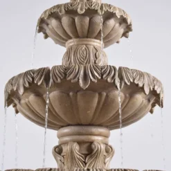 Ibiza 62" High Large Italian Outdoor Decor Sand Stone Floor Fountain With Light LED 3-Tier Outside Garden Patio Yard Backyard -John Timberland Shop GUEST adf702da 9a58 43ea 92f3 043bbce84ec9