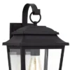 John Timberland Bellis Verde Modern Outdoor Wall Light Fixtures Set Of 2 Textured Black Lantern Frame 15 1/4" Clear Glass For Post Exterior