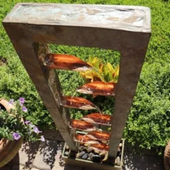 Zigzag Zen 47 3/4" High Large Modern Outdoor Decor Slate And Copper Floor Fountain Cascading Outside Garden Patio Yard Backyard -John Timberland Shop GUEST ae39158c 7ca7 4128 b5cb 8a51c7dc4137