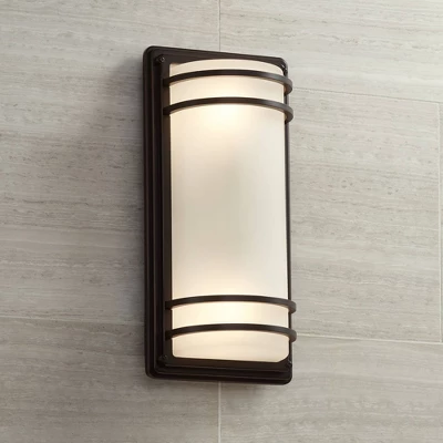 John Timberland Habitat Modern Outdoor Wall Light Fixture Rubbed Bronze 16" Opal Etched Glass For Post Exterior Barn Deck House Porch Yard Patio Home 5 John Timberland Habitat Modern Outdoor Wall Light Fixture Rubbed Bronze 16" Opal Etched Glass For Post Exterior Barn Deck House Porch Yard Patio Home - Image 5