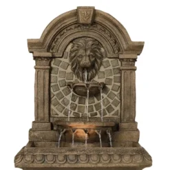 Royal Lions Head 51" High Large Italian Outdoor Decor Faux Stone Floor Fountain With Light Waterfall Outside Garden Patio Yard -John Timberland Shop GUEST aeff1b77 d29c 4a58 a330 23515f613557
