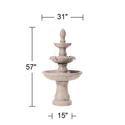 Domanico 57" High Large Italian Indoor Outdoor Decor Sand Stone Floor Fountain Waterfall 3-Tier Outside Garden Patio Yard Backyard 3 Domanico 57" High Large Italian Indoor Outdoor Decor Sand Stone Floor Fountain Waterfall 3-Tier Outside Garden Patio Yard Backyard - Image 3