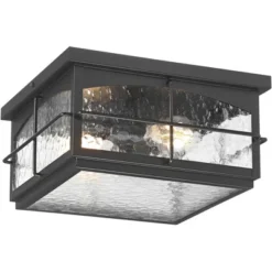 John Timberland Braylon 12" Wide Black And Hammered Glass Outdoor Ceiling Light -John Timberland Shop GUEST afac1105 5361 4db8 9c24 dde588da9915