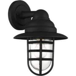 John Timberland Marlowe Rustic Industrial Outdoor Wall Light Fixtures Set Of 2 Black Hooded Cage 13" Clear Glass For Post Exterior Barn -John Timberland Shop GUEST afe84cfb 57f5 4a85 b9a3 95d93490af6d 1