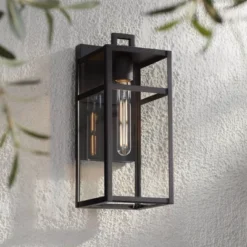 John Timberland San Lucas 14 1/2" High Modern Outdoor Wall Light Fixture Mount Porch House Set Of 2 Weatherproof Sand Black Metal Clear Glass Shade -John Timberland Shop GUEST aff03ba8 ff8b 4d4f adbe 8727cadfcb02