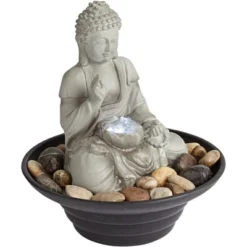 John Timberland Zen Buddha Indoor Tabletop Water Fountain With Light LED 10" High Sitting For Table Desk Office Relaxation -John Timberland Shop GUEST b0a01c46 cd6e 41d8 adc8 638c6f6d894f