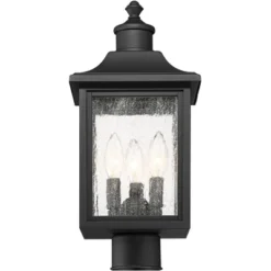 John Timberland Moray Bay 17" High Mission Outdoor Post Light Fixture Pole Porch House With Pier Mount Adapter 3-Light Black Metal Seeded Glass Shade -John Timberland Shop GUEST b0f48eb8 e8b3 437b 8328 53784e37b18a