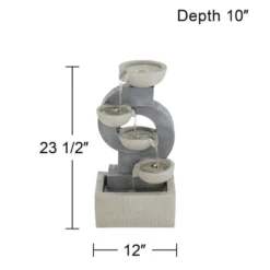 Tarin Four Bowl 23 1/2" High Large Modern Indoor Outdoor Decor Gray Faux Stone Floor Fountain With Light LED Cascading Outside -John Timberland Shop GUEST b1081ce6 206d 4e76 a4da a7b45d1e637b