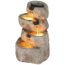 Glacial Rock Zen 30" High Large Rustic Indoor Outdoor Decor Faux Stone Floor Fountain With Light LED Waterfall Outside Garden Patio -John Timberland Shop GUEST b1eb08cc 0d98 4f4b a4bd e09d8091775a