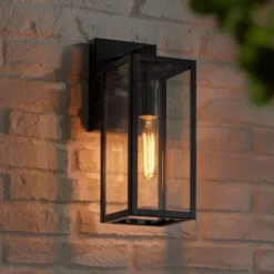 John Timberland Modern Outdoor Wall Light Fixture Mystic Black 14 1/4" Clear Glass Panel For Exterior Barn Deck House Porch Yard Patio Outside Garage -John Timberland Shop GUEST b1fc978e bf7f 4d55 b38f 43fbe4f8cd0c