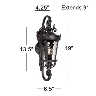 John Timberland Casa Marseille Vintage Rustic Outdoor Wall Light Fixture Black Scroll 19" Clear Hammered Glass For Post Exterior Barn Deck House Porch 3 John Timberland Casa Marseille Vintage Rustic Outdoor Wall Light Fixture Black Scroll 19" Clear Hammered Glass For Post Exterior Barn Deck House Porch - Image 3