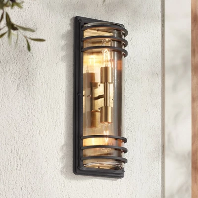 John Timberland Habitat Modern Outdoor Wall Light Fixture Black Brass Metal 21" Clear Glass For Post Exterior Barn Deck House Porch Yard Posts Patio 1 John Timberland Habitat Modern Outdoor Wall Light Fixture Black Brass Metal 21" Clear Glass For Post Exterior Barn Deck House Porch Yard Posts Patio