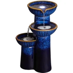 John Timberland Modern Outdoor Floor Water Fountain With Light LED 26 3/4" High Cascading Bowls For Yard Garden Patio Deck -John Timberland Shop GUEST b3896441 0414 4733 87f2 190f591f613d