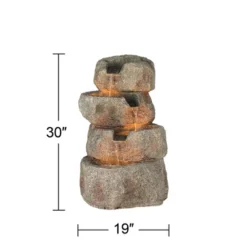 Glacial Rock Zen 30" High Large Rustic Indoor Outdoor Decor Faux Stone Floor Fountain With Light LED Waterfall Outside Garden Patio -John Timberland Shop GUEST b5e89362 50dc 41f7 8897 d7769095d087