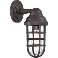 John Timberland Marlowe Industrial Outdoor Wall Light Fixture Galvanized Metal Cage 13 1/4" Clear Glass For Post Exterior Barn Deck House Porch Yard -John Timberland Shop GUEST b68baa38 d7c1 4c83 a2c9 5a83c5d0c92e