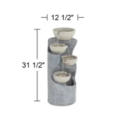 Tarin Four Bowl 31 1/2" High Large Modern Indoor Outdoor Decor Faux Stone Floor Fountain With Light LED Cascading Outside Garden -John Timberland Shop GUEST b8707507 1077 4546 8d15 904177752128