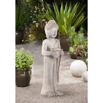 John Timberland Standing Buddha Statue Sculpture Zen Garden Decor Indoor Outdoor Front Porch Patio Yard Outside Home Balcony Gray Faux Stone 32" Tall -John Timberland Shop GUEST b91c331c b3cb 4e8c afdf 2454111236f4