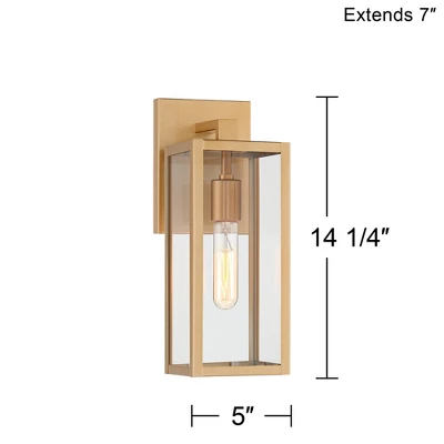 John Timberland Modern Outdoor Wall Light Fixture Soft Gold 14 1/4" Clear Glass For Exterior Barn Deck House Home Porch Yard Patio 6 John Timberland Modern Outdoor Wall Light Fixture Soft Gold 14 1/4" Clear Glass For Exterior Barn Deck House Home Porch Yard Patio - Image 6