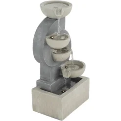 Tarin Four Bowl 23 1/2" High Large Modern Indoor Outdoor Decor Gray Faux Stone Floor Fountain With Light LED Cascading Outside -John Timberland Shop GUEST bac1cdcd 40fc 417d b0ec 303542540053