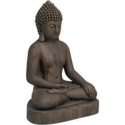 John Timberland Sitting Buddha Statue Sculpture Zen Decor Outdoor Garden Front Porch Patio Yard Outside Dark Sandstone Faux Stone Finish 29 1/2" High -John Timberland Shop GUEST baca393a f663 49dd a16a 3d1b1ff75625
