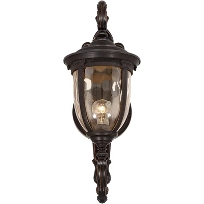 John Timberland Bellagio Vintage Rustic Outdoor Wall Light Fixture Veranda Bronze 26" Amber Hammered Glass For Post Exterior Barn Deck House Porch 4 John Timberland Bellagio Vintage Rustic Outdoor Wall Light Fixture Veranda Bronze 26" Amber Hammered Glass For Post Exterior Barn Deck House Porch - Image 4