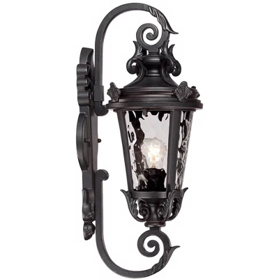 John Timberland Casa Marseille Vintage Rustic Outdoor Wall Light Fixture Black Scroll 19" Clear Hammered Glass For Post Exterior Barn Deck House Porch 5 John Timberland Casa Marseille Vintage Rustic Outdoor Wall Light Fixture Black Scroll 19" Clear Hammered Glass For Post Exterior Barn Deck House Porch - Image 5
