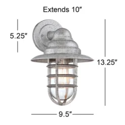 John Timberland Marlowe Industrial Outdoor Wall Light Fixture Galvanized Hooded Cage 13" Clear Glass For Post Exterior Barn Deck House Porch Yard Home -John Timberland Shop GUEST c03ae0bd d9e2 4c12 bd02 8d2e4ab1b776