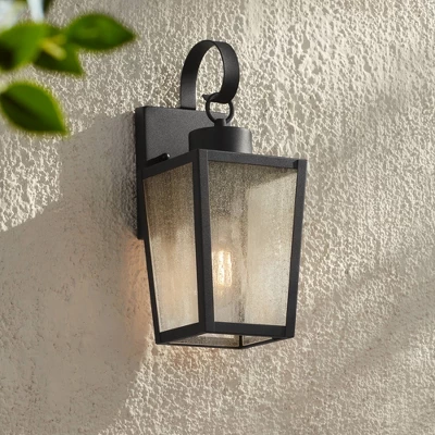 John Timberland Thebes 13 1/4" High Farmhouse Rustic Outdoor Wall Light Fixture Mount Porch House Weatherproof Textured Black Finish Clear Glass Shade 1 John Timberland Thebes 13 1/4" High Farmhouse Rustic Outdoor Wall Light Fixture Mount Porch House Weatherproof Textured Black Finish Clear Glass Shade